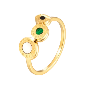 Moda Simplu Roman Malachit Inel din Oțel Inoxidabil, Culoare Rose Gold Deget Inele Bijuterii pentru Femei Brand de Lux Cadou