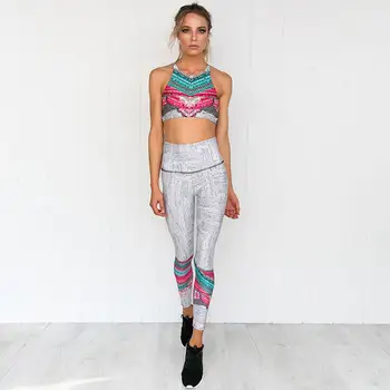 2 Bucata Yoga Set Print Floral Trening Pentru Femei Sutien + Pantaloni Lungi Sportsuit Pentru Femei Fitness Fata Sport Costum De Sex Feminin Sport