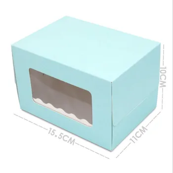 DIY vânzare fierbinte 5pcs 15.5x11x10cm două culoare Transparen mici, rola de ou cu un cer albastru fereastră un diamant zăbrele tort cutie de bomboane