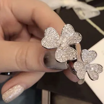 AAA Moda de Lux Reglabil Gratuit Inel Argint Ton de Aur Deschide Premium CZ Flori Inele Bijuterii de Nunta pentru Femei