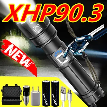 2021New Cadou de Anul XHP90.3 cele mai puternice led-uri lanterna 600000LM usb Zoom lanterna Tactice xhp70 acumulator 26650