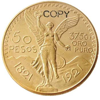 Mexic 1921 Placat Cu Aur De 50 De Peso De Aur Placat Cu Copia Fisei