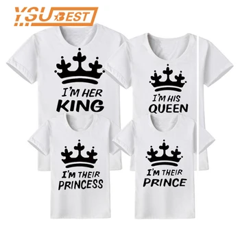 Tatăl, Mama, Mama, Fiul, Fiica Băieți Fete T-shirt Regele Regina tricou de Vara Noi Familia Uite Mami și cu Mine Haine de Potrivire Haine