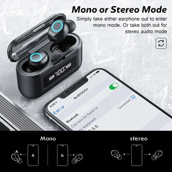 Căști fără fir TWS Bluetooth Căști 5.1 9D HIFI Stereo Impermeabil Sport Căști Căști de Încărcare Cutie Cu Microfon