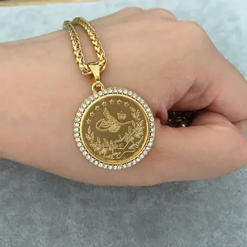 Turcia Monedă Arab islam Allah musulman pandantiv colier de Monede bijuterii accepta picătură de transport maritim
