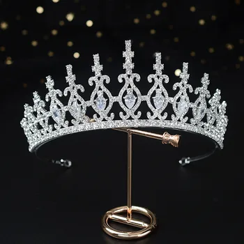 CC Diademe și Coroane Hairband Nunta Accesorii de Par pentru Femei domnisoarele de Onoare Coroana de Bijuterii de Logodna Bentita Baroc HG1281
