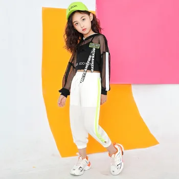 Copilul Fete Supradimensionat Complet Maneca Hanorace Hip Hop Sala de Dans Jazz Costume Copii Băiat Fusta/pantaloni Îmbrăcăminte Stabilit Echipa de Uzura