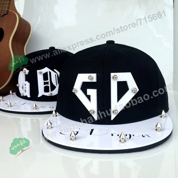 Moda Trendy Coreea de Bigbang Pălărie GD Scrisoare Șapcă de G-dragon Spike Știfturi Nit 3D acril Capac Plat Hiphop Șepci de Baseball Pentru bărbați femei