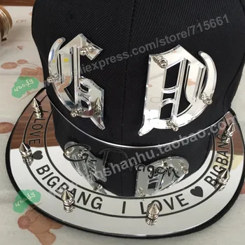 Moda Trendy Coreea de Bigbang Pălărie GD Scrisoare Șapcă de G-dragon Spike Știfturi Nit 3D acril Capac Plat Hiphop Șepci de Baseball Pentru bărbați femei