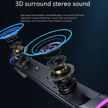 3D Surround Soundbar Bluetooth 5.0 Boxe Calculator cu Cablu Difuzoare Stereo Subwoofer Bara de Sunet pentru Laptop PC Teatru TV