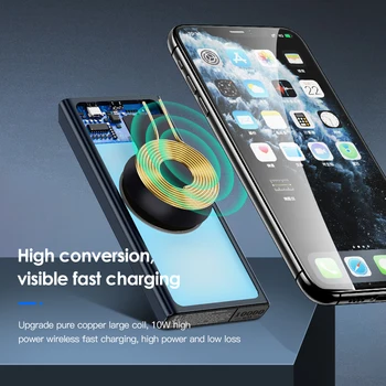 KUULAA 10000mAh Qi Wireless Charger Power Bank Baterie Externa de Încărcare Wireless Powerbank Pentru iPhone11 X, Samsung, huawei, Xiaomi