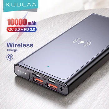 KUULAA 10000mAh Qi Wireless Charger Power Bank Baterie Externa de Încărcare Wireless Powerbank Pentru iPhone11 X, Samsung, huawei, Xiaomi