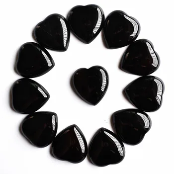 En-gros de 12pcs/lot de bună calitate naturale de onix negru forma de inima taxi cabochons margele pentru a face bijuterii 25mm transport gratuit