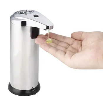 Automat de Spuma Dozator Sapun Senzor pentru Lichid Touchless din Oțel Inoxidabil 280ML Casa Eco-Friendly Hands Free Metal Argintiu& Negru