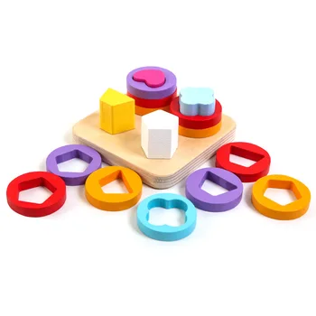 Lemn Montessori Jucărie De Învățământ Blocuri Jucarii Macaroon Coloana Forma De Culoare Meci De Stivuire Bloc Puzzle Jucării Pentru Copii