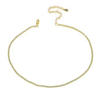 Runda scântei bling 3 culori cubic zirconia bijuterii de nunta Pentru Femei tenis lanț cravată de culoare aur Antic colier de Moda