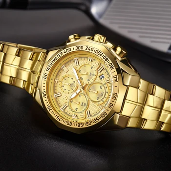 WWOOR Ceas de Aur pentru Bărbați de Top de Brand de Lux de Mare Ceasuri Sport Pentru Bărbați Cuarț rezistent la apă, Cronograf Ceas de mână de Om Relogio Masculino