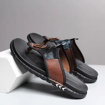 YEINSHAARS Brand pentru Bărbați papuci din Piele de Lux, Papuci de Plajă, Sandale Casual de Vara pentru Barbati Pantofi de Moda de Mare Dimensiune 45