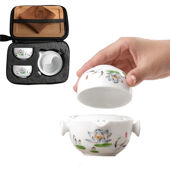 Ceramica ceainic gaiwan cești de ceai chinezesc teaware de călătorie portabil, seturi de ceai cu geanta de voiaj transport Gratuit