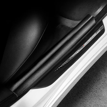 Pentru BMW F10 2011 - Styling Auto Autocolant Fibra de Carbon, Piele Pragului de Ușă Scuff Placa de Paznici Praguri Usi Protector 4BUC/set