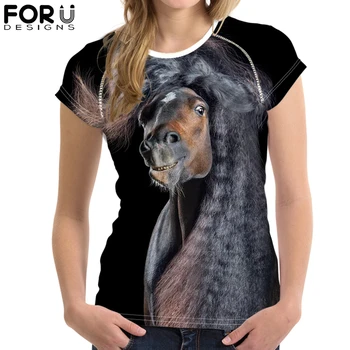 FORUDESIGNS Friesian Horse T Camasa pentru Femei Topuri Personalizat Propria Imagine de Design Tee Shirt Doamnelor sex Feminin Maneci Scurte 2019