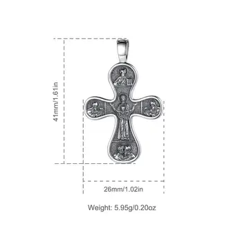 Eudora Argint 925 negru Cruce Colier argint oxidat Creștinismul Ortodox Pandantiv Vintage Religioase Bijuterii FD02