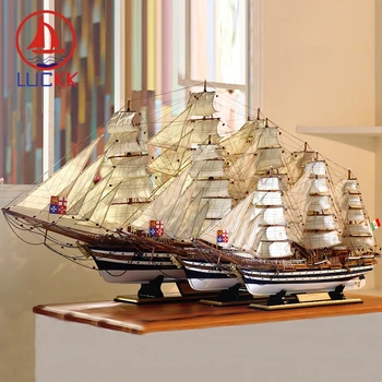 LUCKK 90CM Amerigo Vespucci Handmade, Mare, Barcă cu pânze din Lemn Model Home Decor Interior Nautic Meserii Figurina Ornamente Gratuit Nava