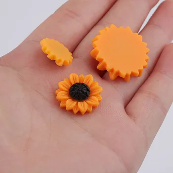 Fnixtar Rășină de Floarea soarelui, Crizantema Cabochon Camee Setarea de Bază Pandantive Farmec Pentru DIY Cercei 15/18/25mm 300piece/lot