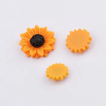 Fnixtar Rășină de Floarea soarelui, Crizantema Cabochon Camee Setarea de Bază Pandantive Farmec Pentru DIY Cercei 15/18/25mm 300piece/lot