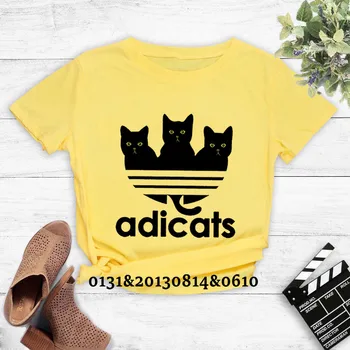 2021 Femei T-shirt Noi Cat de Imprimare de Top pentru Femei T-shirt O-gat Maneci Scurte de Vara Multicolor Femei Top T-shirt Streetwear