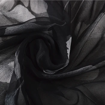 [BYSIFA] Alb Negru Eșarfă de Mătase pentru Femei de Iarnă Noi Frunze de Ginkgo Mătase Eșarfe Lungi de Primăvară Cădea Brand Subțire Sexy din Satin Eșarfă de Mătase