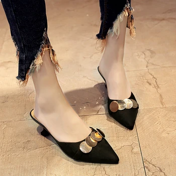 Mazefeng 2018 Noi De Vara Femei Pantofi Casual, Pantofi De Sex Feminin Solid În Aer Liber Sandale Tocuri Subtiri Femei Fashional Papuci De Casă Subliniat Toe