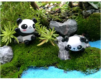 8pcs/lot Panda Drăguț Figurine Miniaturale de gradina Statuia farmece noroi Decor Mini Grădină Zână statuete din Rasina DIY Meșteșug