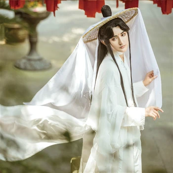 Tian Guan Ci Fu Cosplay Xie Lian Cosplay Xielian Pentru Set Costum +bambus Pălărie Prop Chineză Hanfu Rochie Anime Costum Femei Bărbați