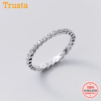 Trustdavis Real Argint 925 Simplu Drăguț Orbitor CZ Farmec Deget Inel Pentru Femei Petrecerea de Nunta Bine S925 Bijuterii DA1598