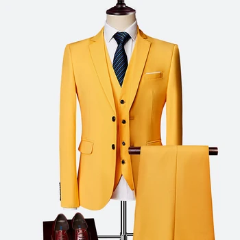 Costum masculin 2020 primăvara și toamna high-end personalizate de afaceri sacouri trei piese / Slim dimensiuni mari multi-color de tip boutique, costum
