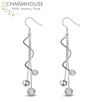Charmhouse Cercei Argint 925 pentru Femei Răsucite Margele Lungi Earing Brincos Femme Pendientes Moda Bijuterii Cadouri Partid