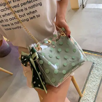 Panglică Arc Jeleu Transparent sac de Vară 2020 Nou PVC de Înaltă Calitate Femei Designer de Geantă de mână de Călătorie Lanț de Umăr geanta Messenger