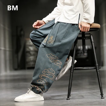Chineză Stil Retro De Bun Augur Nori Print Pantaloni Pentru Bărbați Îmbrăcăminte De Toamnă De Moda Haine Lejere Casual Pantaloni Plus Dimensiune Pantaloni Harem