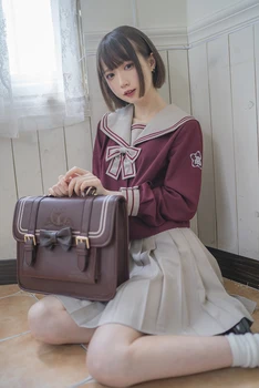 Japoneze JK Uniformă Broderie Geanta Student de Colegiu Stil de Saci de Umăr Rucsac Geantă de mână Sac 3WAY