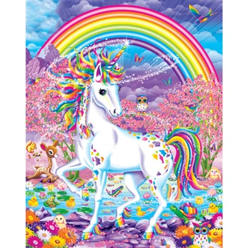 Pictura De Numere DIY Dropshipping 40x50 50x65cm curcubeu unicorn cal Animal Panza de Nunta de Decorare Arta de imagine Cadou