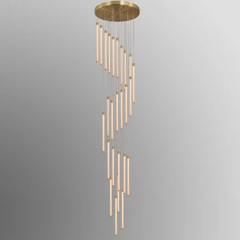 Aur cu led-uri Moderne candelabru de iluminat Sala de scară în spirală lampă de agățat Acrilice creativitatea living loft candelabre de prindere