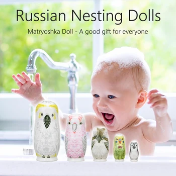 5 Straturi Păpuși Matrioșka Drăguț Bufnita care pot fi Stivuite Păpuși Păpuși Cuiburi rusă pentru Copii Jucarii pentru Copii, Cadouri de Mână-pictat Acasă Ornament