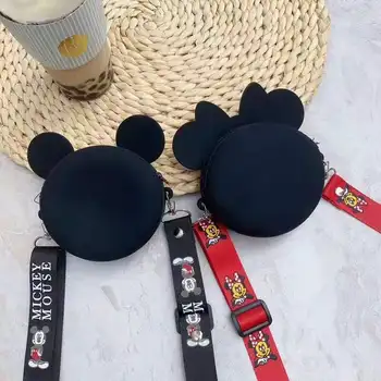 Disney mickey mouse Nouă Monedă Pungă doamna minnie umăr geanta messenger Drăguț Bag Cardul Card Pack Desene animate Silicon Sac de Depozitare