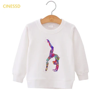 Drăguț alb hanorace pentru copii fete gimnastica de arta de imprimare copii gros haine sport de iarnă SPORT iubitor cadou de ziua jachete