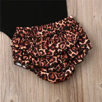 Copil Haine de Fata Set Nou-născuți Haine de Îmbrăcăminte pentru Sugari Vara Maneca Scurta Body+Leopard pantaloni Scurți+Bentita Copilul Copil Costum 3pcs