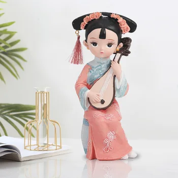 1 BUC Prințesă Chineză Ornament Rășină de Artă Figurina Qing Stil Regal Podoabă pentru Acasă Magazin de Decor (Joc Flaut)