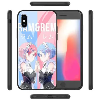 Sticla de Caz pentru iPhone 12 Mini 11 12 Pro Max 7 8 XR SE X XS MAX 6 6s Plus Capacul Telefonului Shell Anime RE ZERO Ram Rem