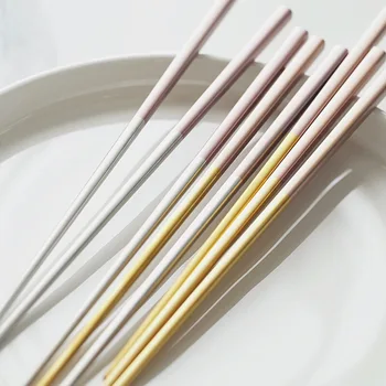 5pairs Brand Roz Metal Betisoarele chinezesti 304 din oțel inoxidabil de Calitate Alimentară Pătrat Bețigașele Sushi Reutilizabile Taie Stick Cină