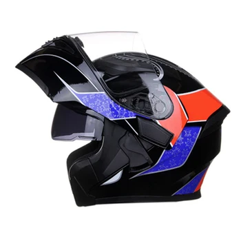 JIEKAI Motocicleta Casca Flip-Up Casca Cu Interior de Siguranță Parasolar Dublu Obiectiv Modular de Motocross Cască Integrală